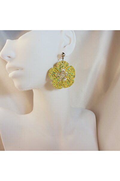 Crystal Atelier Bohemian Style Handmade Knitted Flower Earrings–Summer, Lightweight, Colorful, Special Design Jewelry, Romantic, Minimal