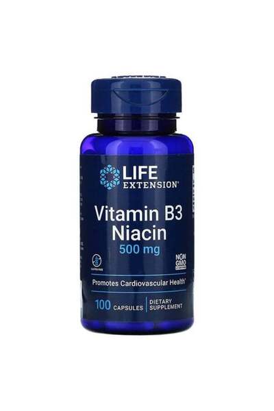 Life Extension Vitamin B3 Niacin 500 mg - 100 Capsules