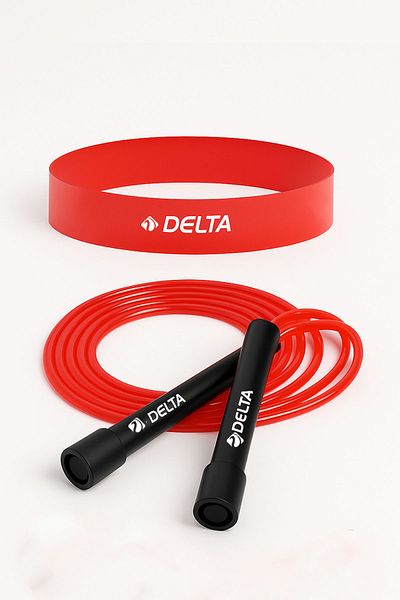 Delta Jump Rope + Light Aerobic Loop Resistance Band – Home Sports, Cardio and Fitness Pilates Set