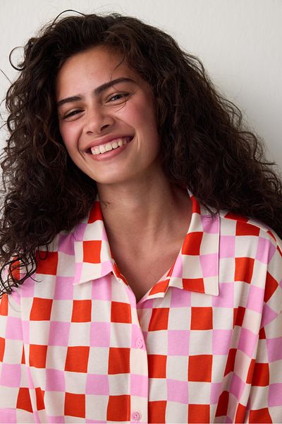 Penti Plaid Shirt Collar Short Sleeve Button Shorts Pajama Set