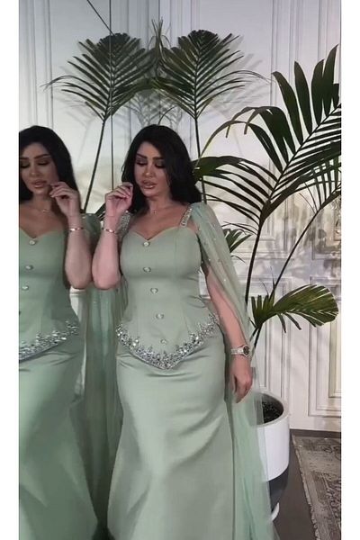 MEZON FASHION Crystal embroidered tulle wings evening dress