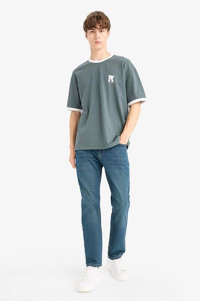 DeFacto Boxy Fit Crew Neck Printed Short Sleeve T-Shirt G0001Ax25Hs