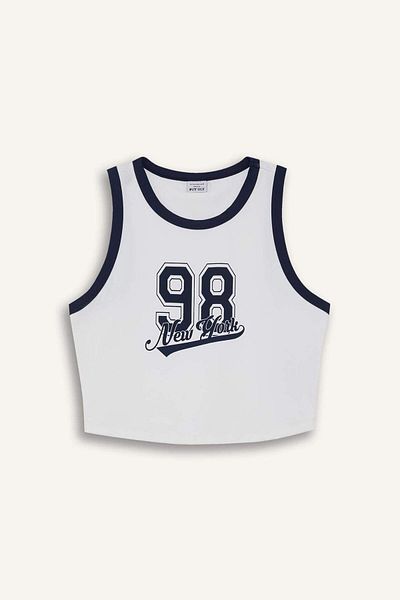 DeFacto Defactofit Crop Printed Crew Neck Sports Singlet E7722Ax25Au