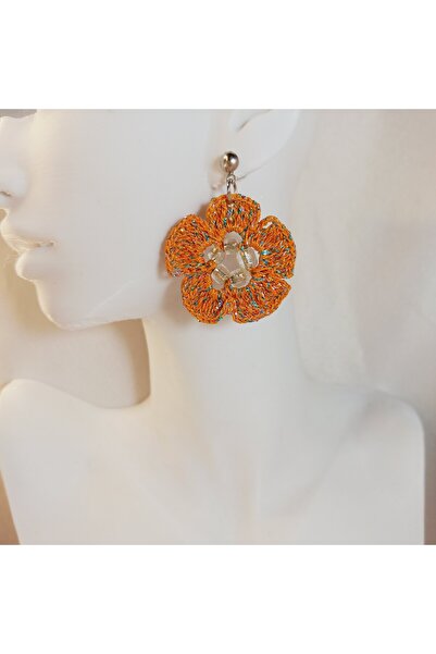 Crystal Atelier Handmade Knitted Flower Earrings–Summer, Lightweight, Colorful, Bohemian Style, Casual and Special Occasion Accessory, Romantic