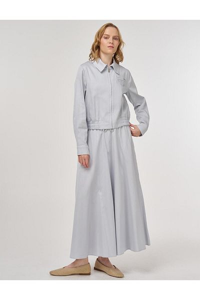 Kayra 100% Cotton Skirt Suit Blue