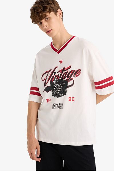 DeFacto Loose Fit Crew Neck Printed Short Sleeve T-Shirt G0046Ax25Hs