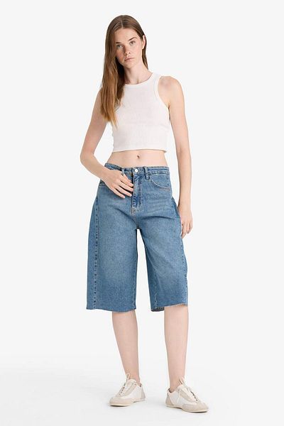 DeFacto High Waist Jean Bermuda Shorts F9098Ax25Hs