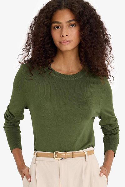 DeFacto Pulover Regular Fit cu decolteu rotund E7889AX25WN