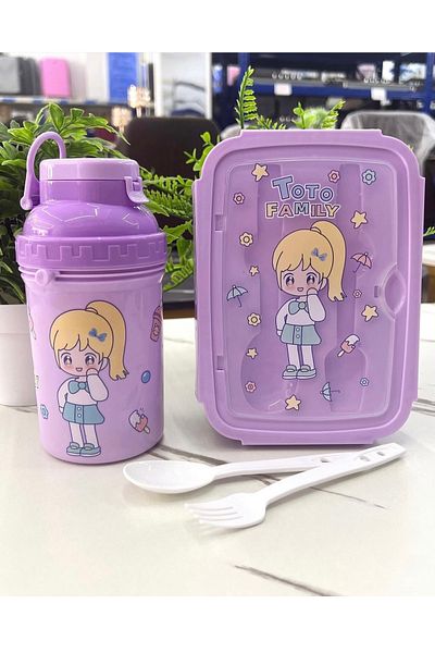 Generic Lunch box with water bottle, spoon and fork accessories