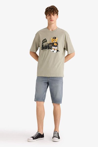 DeFacto Boxy Fit Crew Neck Printed Short Sleeve T-Shirt F9496Ax25Hs