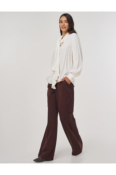 Kayra Flounced Stylish Blouse Ecru