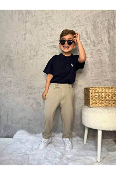 OEM Erkek Çocuk Polo Yaka & Bej Keten Pantolon Takımı