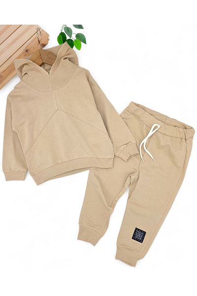 Ege Bebek Boys' Seasonal Hooded 2-3-4-5-6 Years Old 2 Thread Bottom Top Tracksuit Set