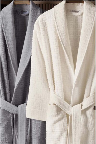 CEKAVE Bamboo Bathrobe Set Lisse Coin Ivory