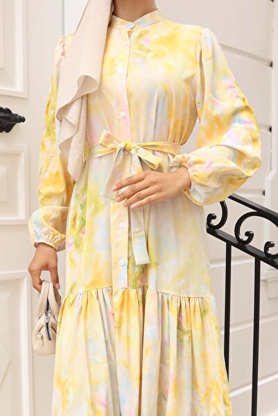 benguen Χιτζάμπ με σχέδιο κίτρινο 579