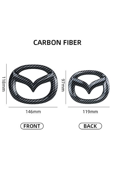 Mazda 20 Carbon 2PCS Car Front Grille Badge Trunk Emblem For 3 Axela Atenza 17-20 Carbon fiber Head