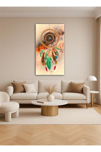 Generic Boho Dreamcatcher Canvas Wall Art, Watercolour Design, 30 x 60 cm