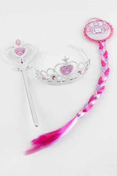 Vipfoni Kuromi Kraliçe Örgü Saç Taç Asa Seti