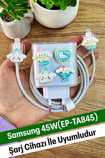 WANNA PROTECT Samsung 45W (EP-TA845) Uyumlu Şeffaf Şarj Başlığı Koruma Kablo ...