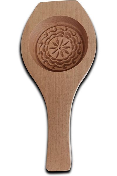 asmiat Carved Round Flower Wooden Mooncake Mold – WMLD-53