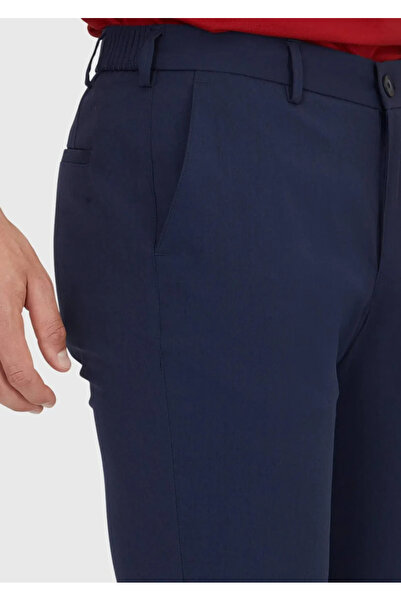 Ramsey Navy Blue Plain Woven Jogging Fit Casual Trousers