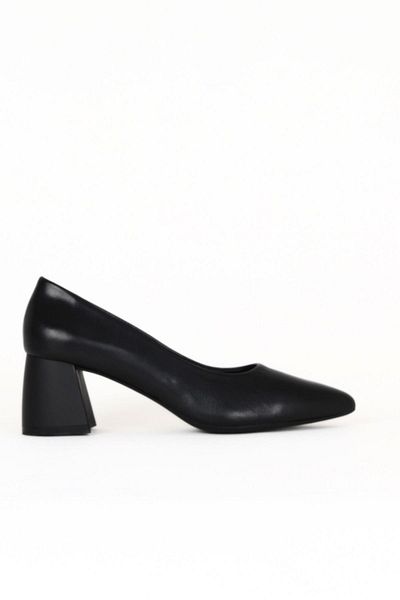 Bueno Shoes Black Leather Women's Heeled Shoes 01We5801