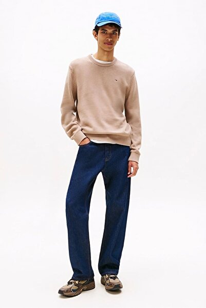 Tommy Hilfiger Erkek Slim Fit Bisiklet Yaka Triko Kazak - Bej