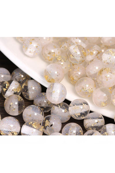 L&Wen 8mm Gold Shiny Bracelet Beads, Plastic Beads for Jewelry Making DIY Gol...
