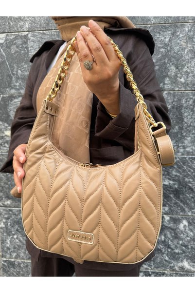 Just Polo Women's Quilted Gold Chain Shoulder Bag