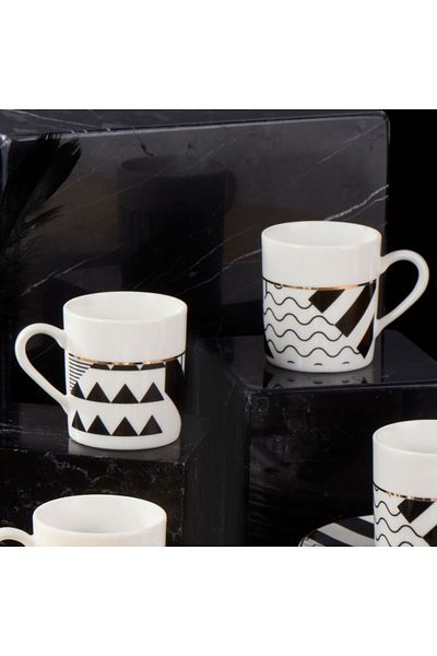 Güral Porselen Güral Porcelain Camelia 12 Piece Coffee Set for 6 People Black 62501