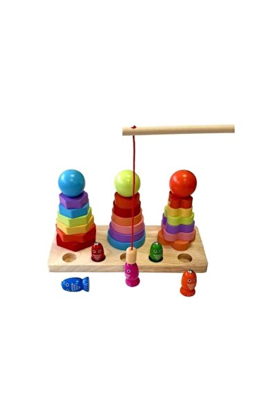 OEM Educational game 3 in 1, Pole Fishing sorter, wooden, multicolor, 27 pieces