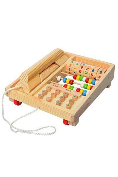 OEM Telefon de jucărie din lemn, Montessori, multifuncțional cu abac și opera...