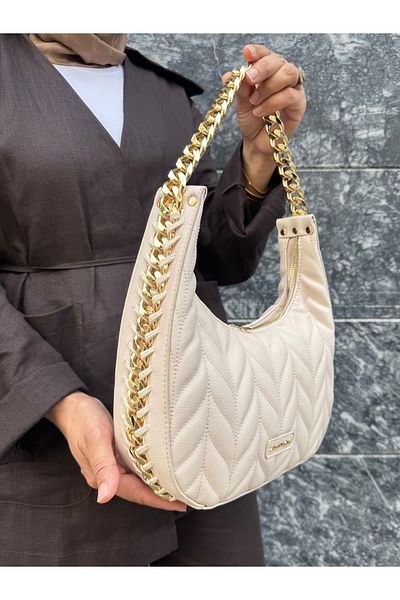 Just Polo Women's Quilted Gold Chain Shoulder Bag