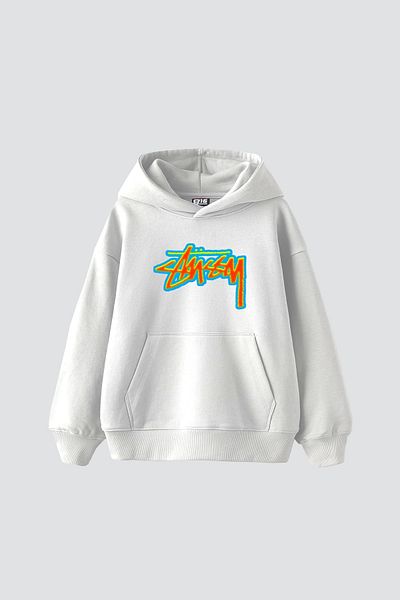 Sekizbiraltı Sts Thermal Printed Oversize Unisex White Hoodie