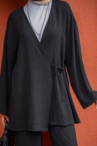 Tesettür Çarşım Beren Aerobin Kimono Suit-Black