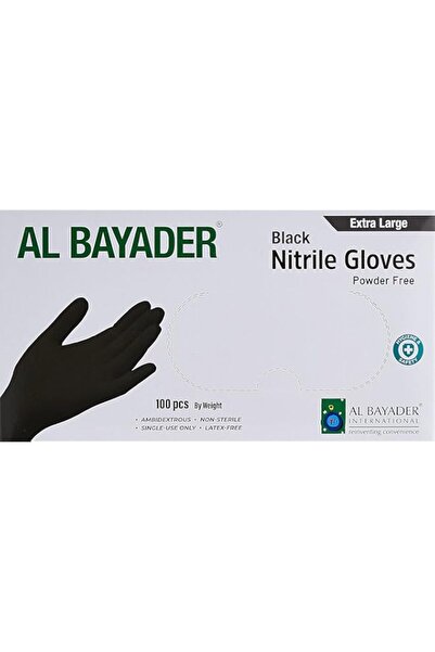 Generic Al Bayader Disposable Nitrile Gloves powder free - Black color - Extr...
