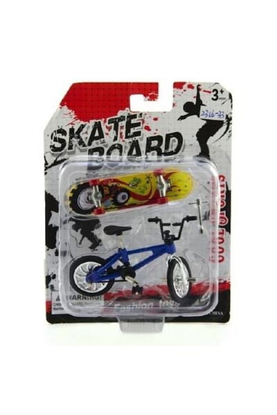 OEM Set 2 Interactive Toys, Skateboard, Mini Bicycle, and Mini Skateboard, Blue, 9 cm