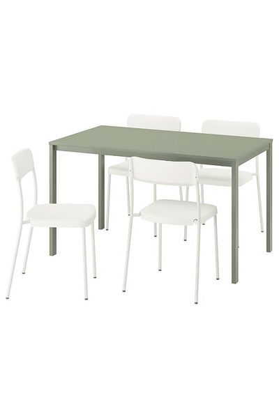 IKEA VIHALS / VIHALS Table and 4 chairs, green green/white, 125x74 cm