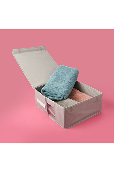 PRENDİ HOME Prendi Home PVC Detaylı Hurç - Gri - 38x33x15 cm