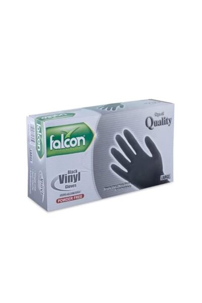 Generic Falcon Vinyl Gloves - Black Powder Free 100 pieces (Large)