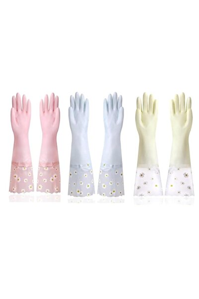 Generic قفازات تنظيف الأطباق من ELECDON، 3 أزواج، قفازات مطاطية كبيرة قابلة ل...