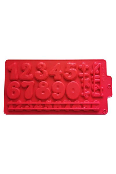 Generic Silicone Number Mould – Vibrant Red 0-9 Baking Tray