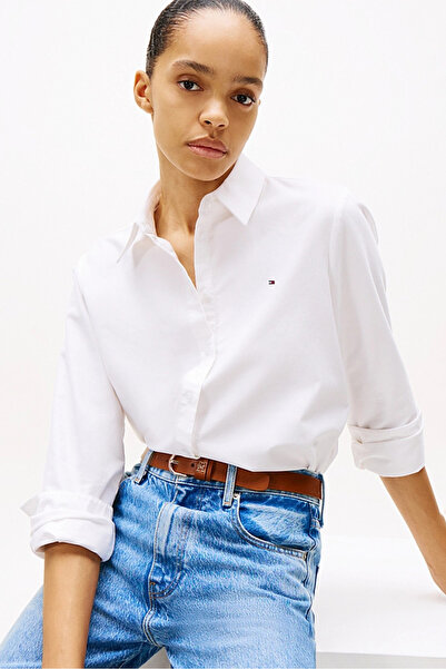 Tommy Hilfiger Kadın Rahat Kesim Oxford Gömlek - Beyaz