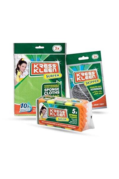 Generic مجموعة كريس كلين الترويجية (5 إسفنجات + 2 ليفة تنظيف + 3 قطع قماش إسف...