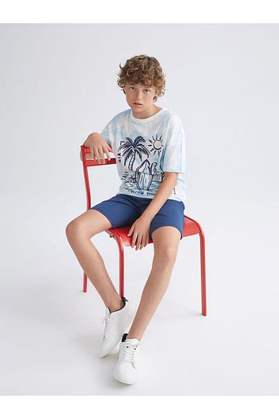 LC Waikiki Quality Parts from Celebi Store |   Blue Crew Neck Boys T-Shirt and Shorts