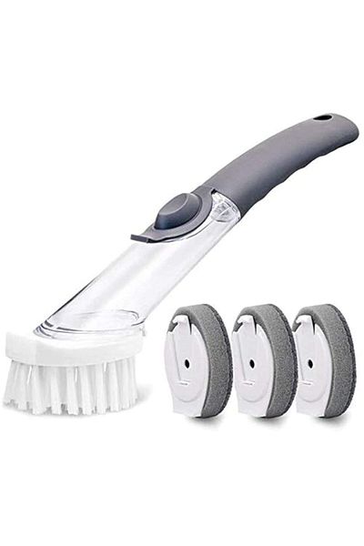 Generic Tesla-Tech Dish Brush with Soap Dispenser Cleaning Scrub Brush with Long Handle, Kitchen Sink Brush