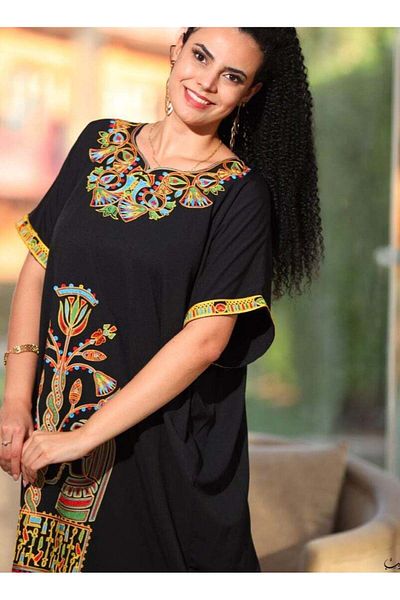 AFandina Kuwaiti butterfly jalabiya with an embroidered inner belt A-469