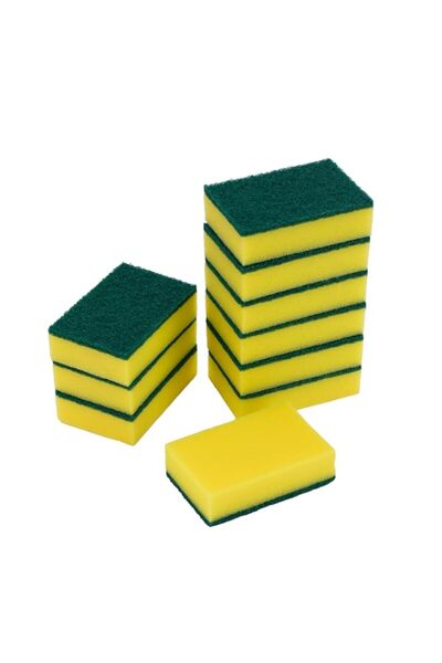 Generic مجموعة إسفنجات التنظيف ديلكاسا DC2995، عبوة من 10 قطع، أخضر/أصفر