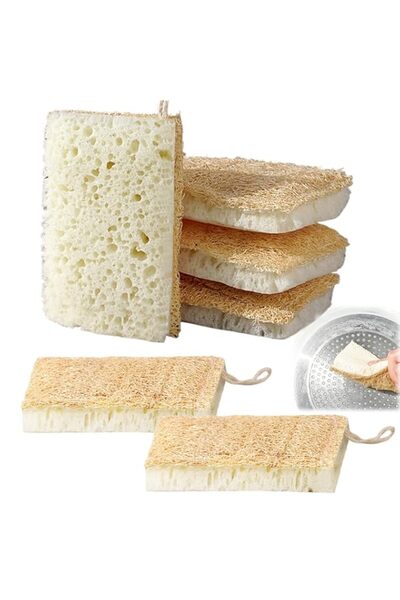Generic 6 قطع من إسفنجات المطبخ المصنوعة من الليفة الطبيعية، وإسفنجات غسيل ال...