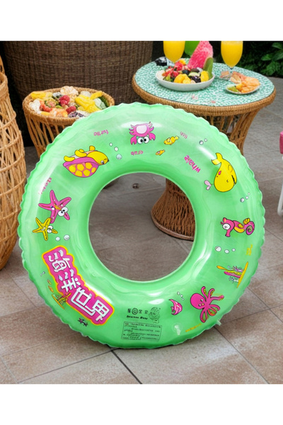 Fab N Funky حلقة سباحة للأطفال، مادة متينة، آمنة للأطفال، سهلة النفخ - أخضر